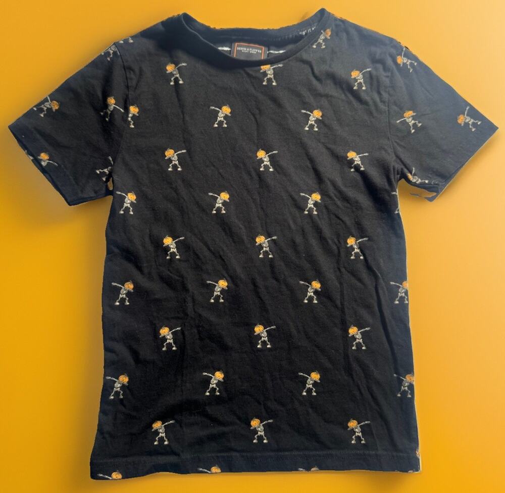 Denim & Flower Boys 9/10 Dabbing Skeleton Halloween Tee